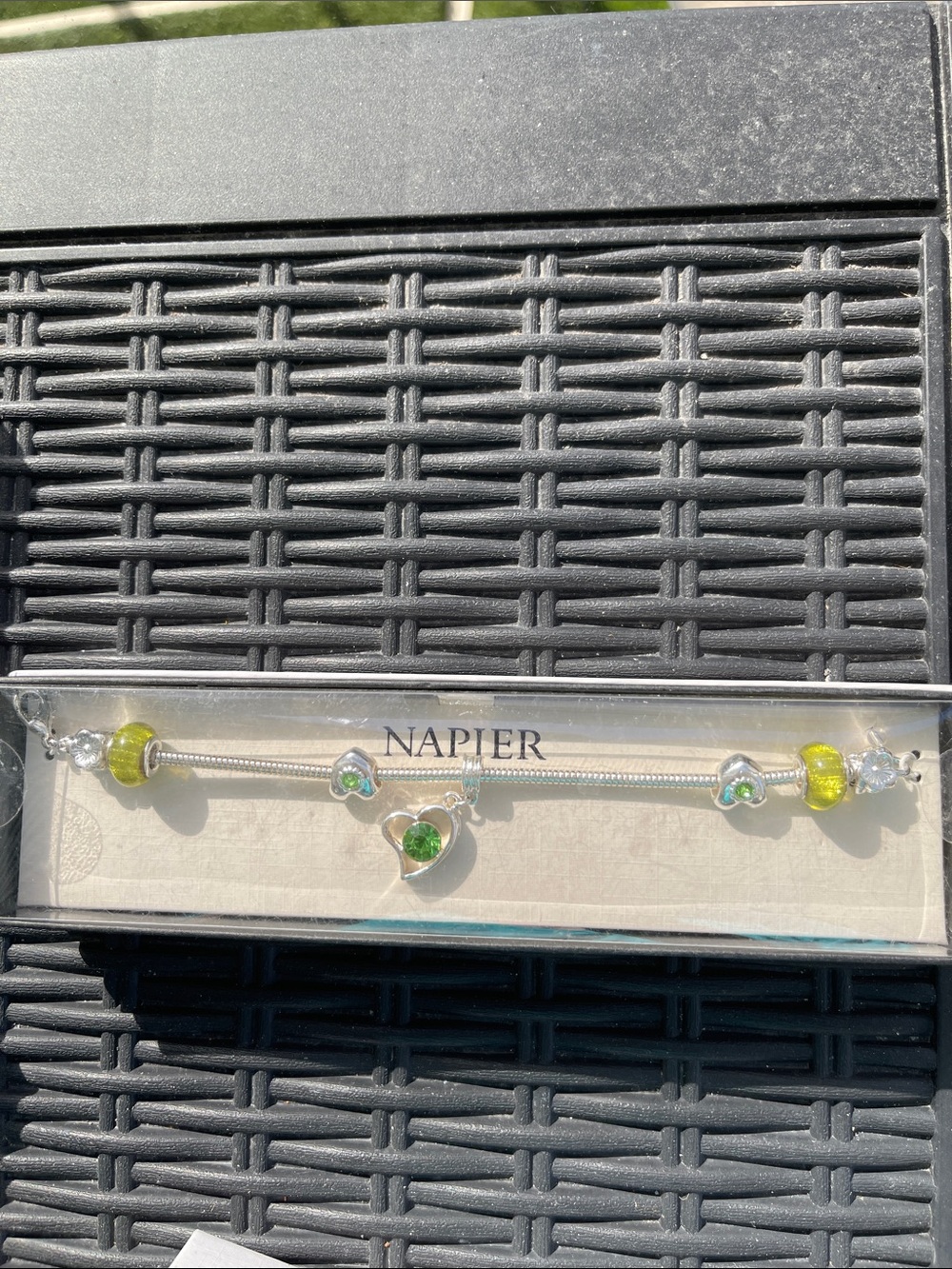 Napier Silver-Tone Bracelet with Green and Yellow Accents